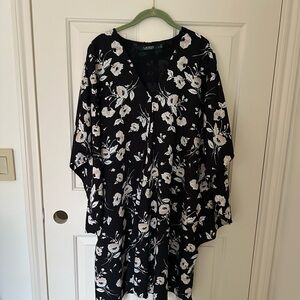 Ralph Lauren Black Dress with White Floral Design